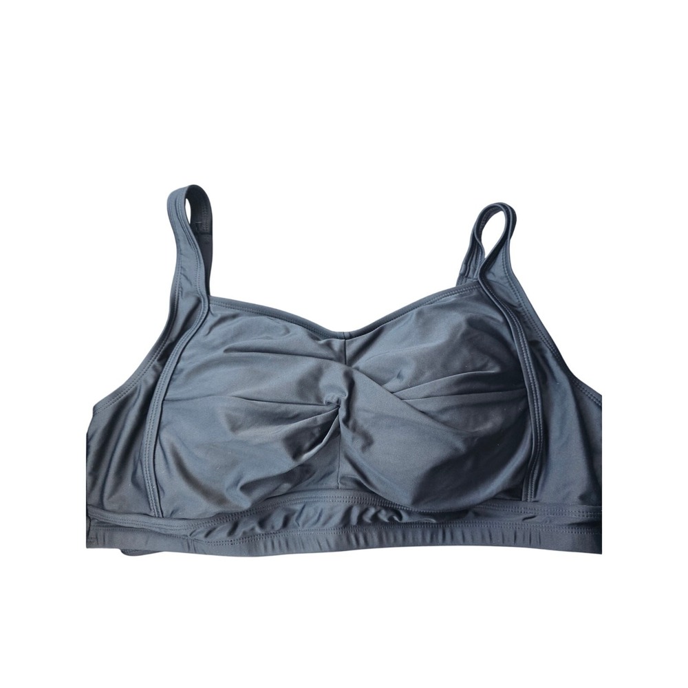 Hanna Nikole Bikini Swim Top 20 Womens Plus Size Black Adjustable Straps Beach